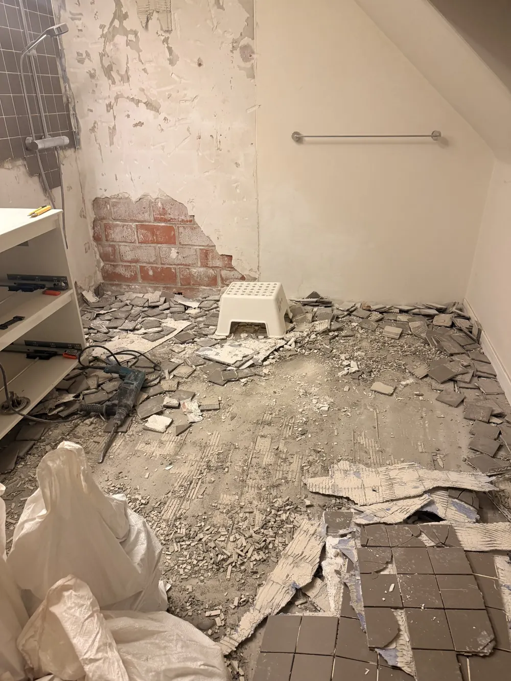 Badkamer tijdens de werken
