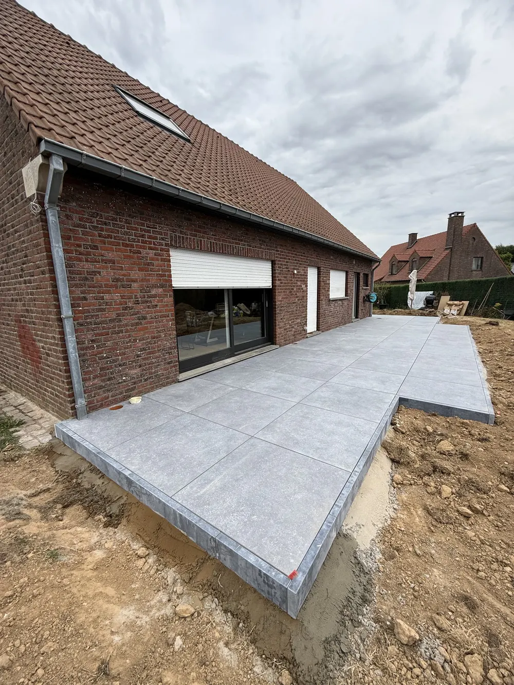 Terrasse en dalles : photo du chantier